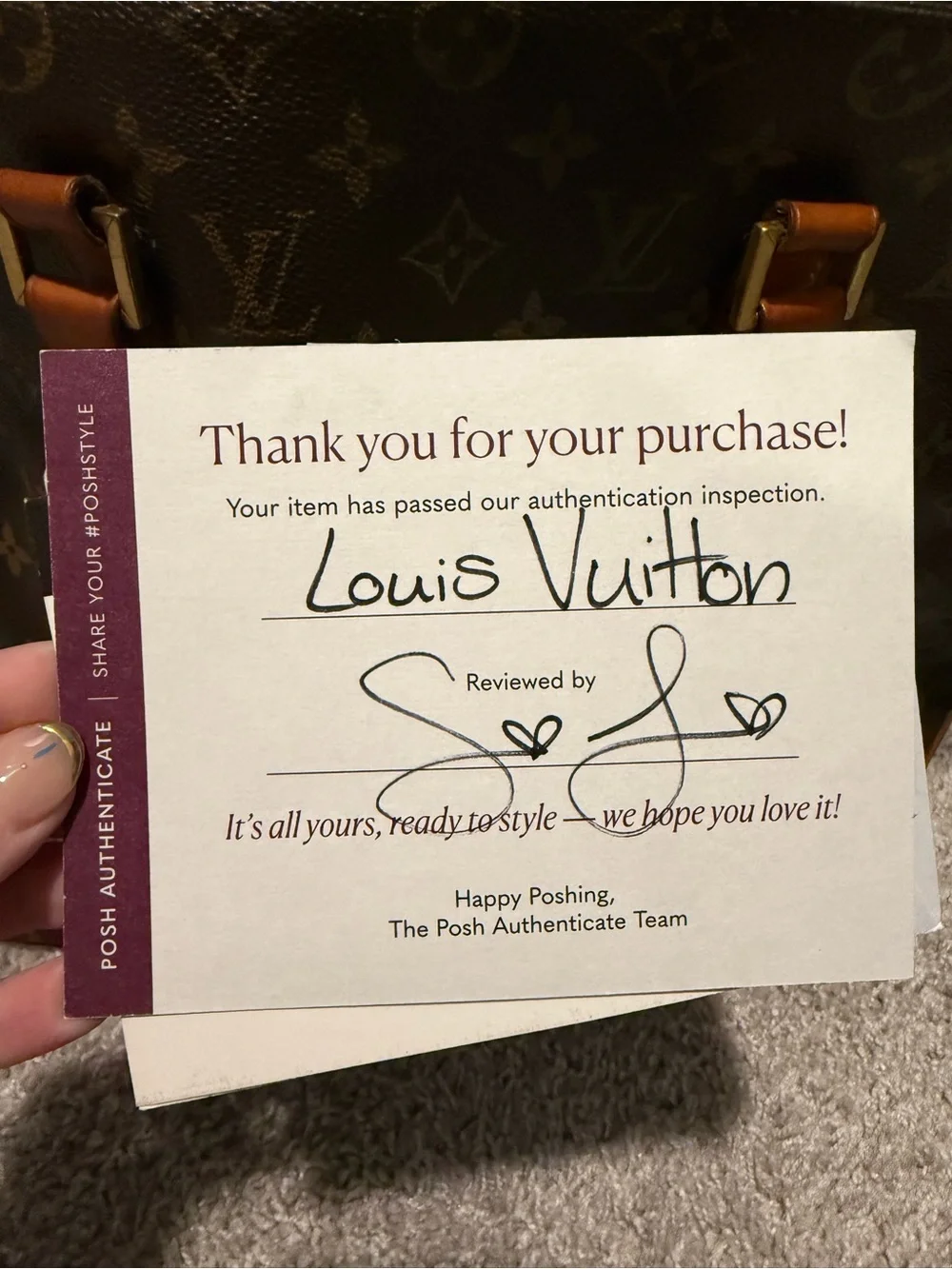 Louis Vuitton Brown Monogram Canvas Tote with Tan Leather Straps